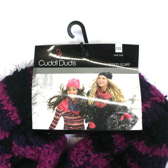 Women's Cuddl Duds Striped Infinity Scarf - Blackberry (Purple & Black) - Picture 2 of 4